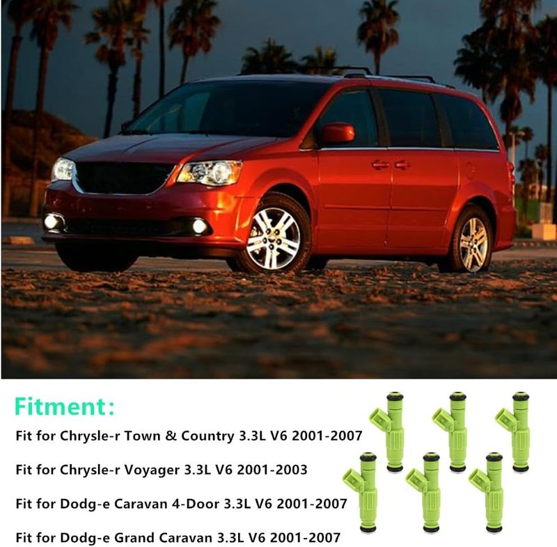Trolling MAN 0280156007 04861454AA 6pcs Fuel Injectors Compatible With Chrysle-r Town Country Dodg-e Caravan Grand V6 3.3L - Image 3